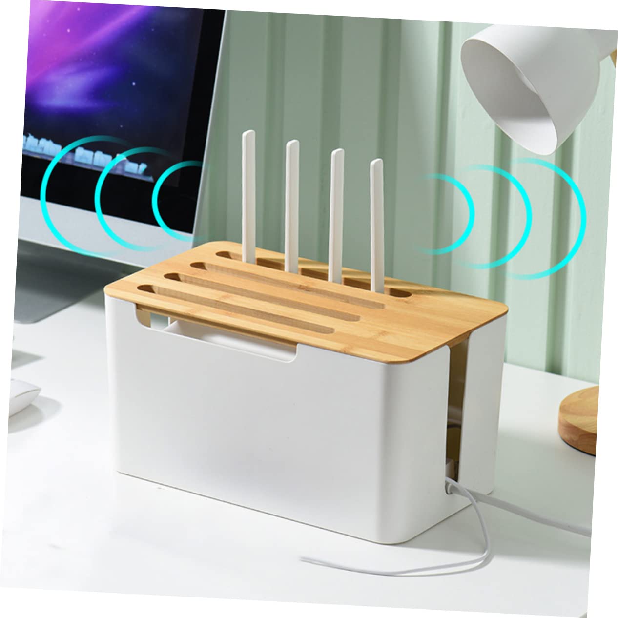 Housoutil Kabelorganisationsbox Kabelaufbewahrungsbox Kabelbox für Router Powerline-Manager-Box Kabelkoffer Kabelorganisatorbox für Bad Wc Küche Wohnzimmer