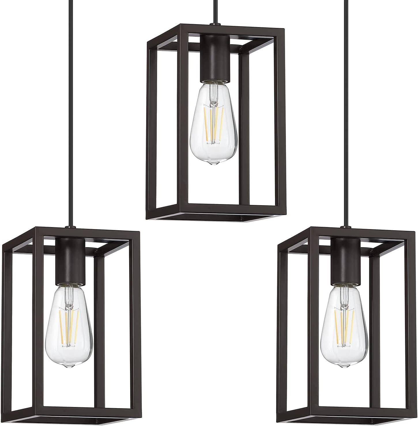 Dolaimy House 3 Pack 1 Light Adjustable Rustic Farmhouse Pendant Light