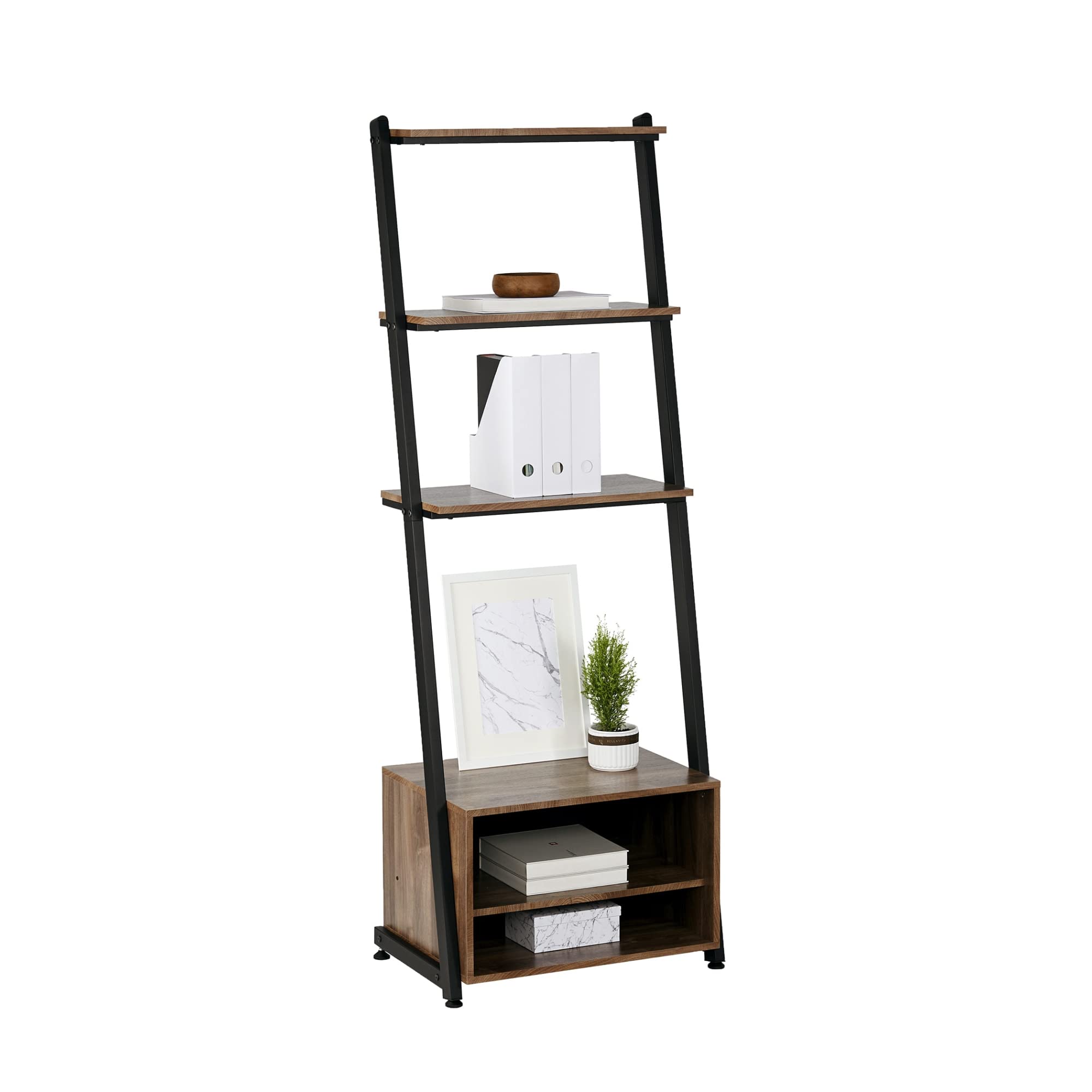 Realspace(r) Belling 73"H Leaning 3-Shelf Bookcase, Modern Oak