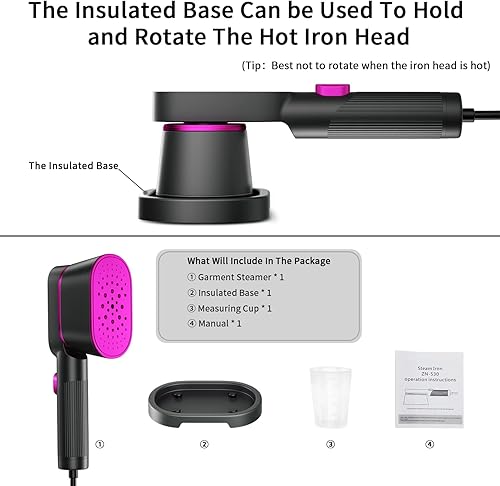 Miniatura 8 de Vaporizador portátil de mano para ropa, vapor de 1000 W para viajes y hogar, removedor de arrugas de tela 2 en 1, calentamiento rápido 20S, plancha