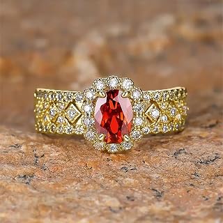Gorgeous Gold Color Ring with Red Cubic Zirconia for Women Luxury Wedding Jewelry