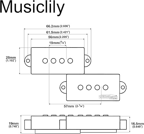 Miniatura 2 de Wilkinson WOPB Vari Gauss - Juego de pastillas Humbucker de cerámica de 4 cuerdas para bajo eléctrico estilo PB, color negro