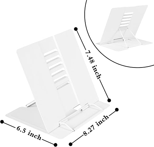 Miniatura 5 de Cookbook Stand for Kitchen Recipe Book Holder, White Book Stand for Reading Adjustable Document Holder with 6 Angles, Heavy Duty Book Holder for