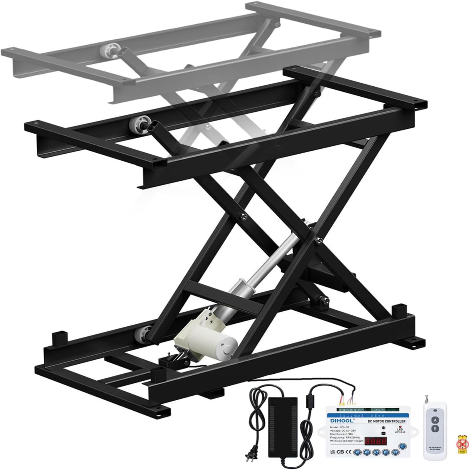 150kg Electric Height Adjustable Lift Table, 195-68cm Platform with 4 Wheels for Easy Material Handling and Transport, Ideal for Workshops and Warehouses