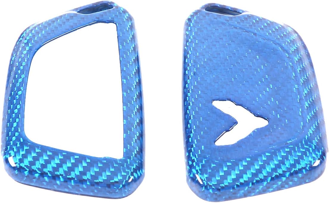 Daeiclru Real Carbon Fiber Key Fob Case Cover Compatible with Chevrolet Corvette C8 2020 2021 2022, Keyless Entry Shell Trim, Remote Key Fob Protector Case Accessories (Blue)