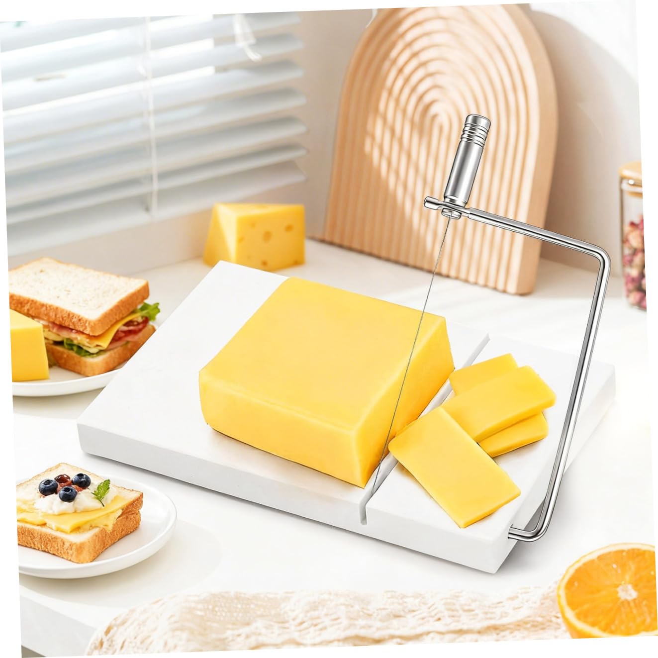 MAGICLULU 5 Stück Edelstahl Käseschneider mit Ergonomischem Griff Rostfrei Präziser Blockkäse Butter- Langlebig und Handlich für Partys und Dinner