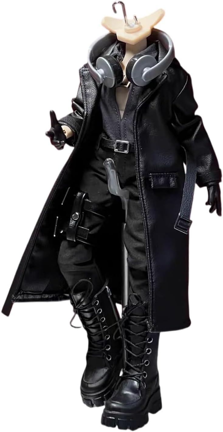 6 inch Action Figure Clothes,Long Leather Jacket for 1/12 Scale Action Figures,1/12 Scale Clothes-Only Leather Coat! (Long Leather Jacket-Black)