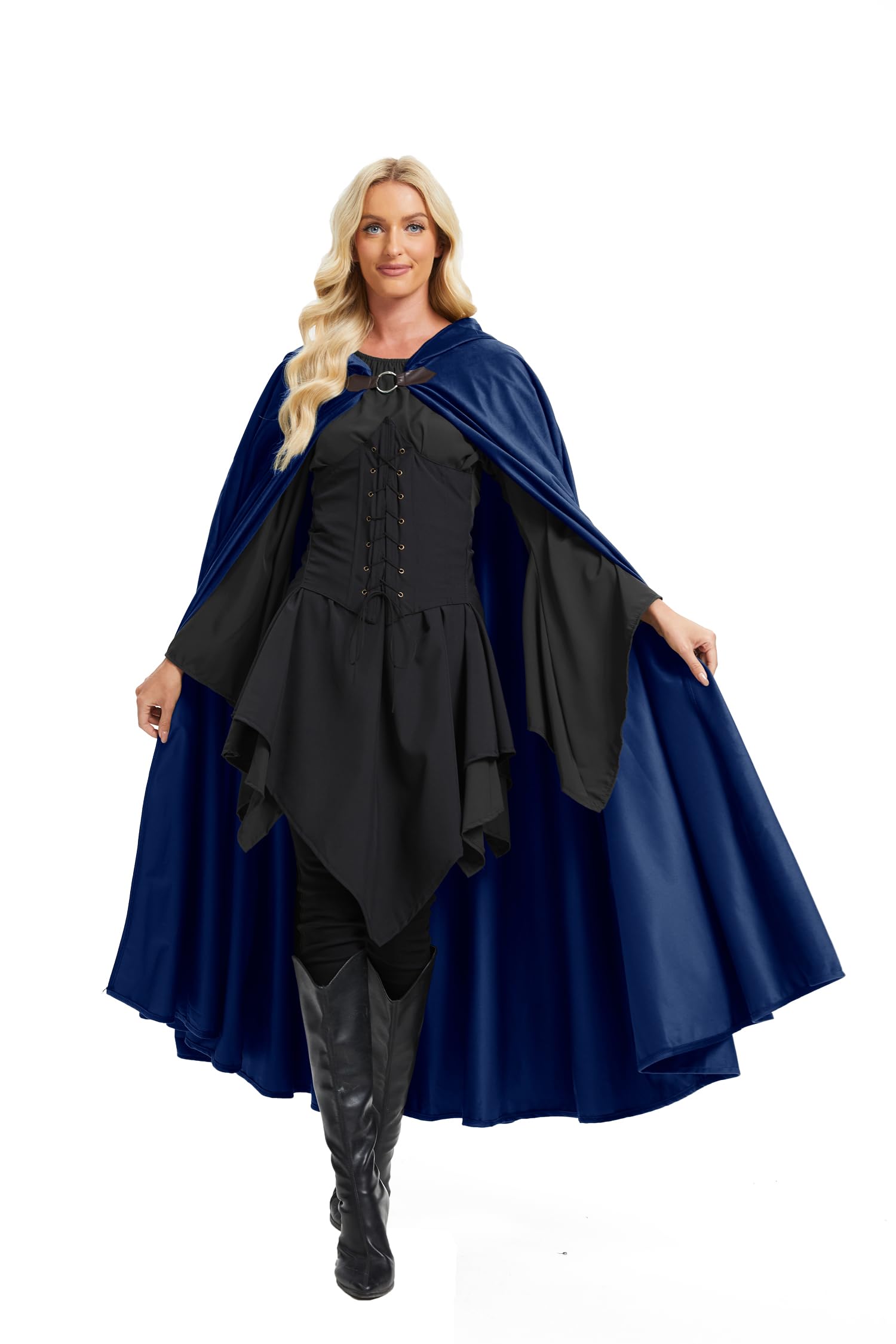 Halloween Kostüm Renaissance Umhang mit Kapuze Kostüm Samt Mantel für Männer Frauen Viktorianische Steampunk Mittelalterliche Cosplay Umhang Cape