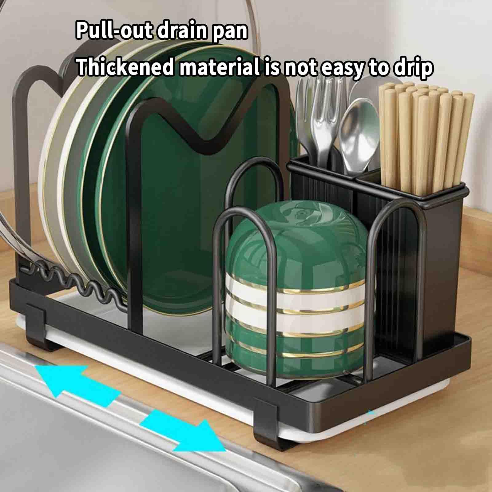 Escurreplatos Sobre Fregadero Escurridor Fregadero Escurridor De Platos Escurre Platos Para Muebles De Cocina Estante De Almacenamiento De Cocina Con Tubo De Drenaje (black,30x17x21cm)