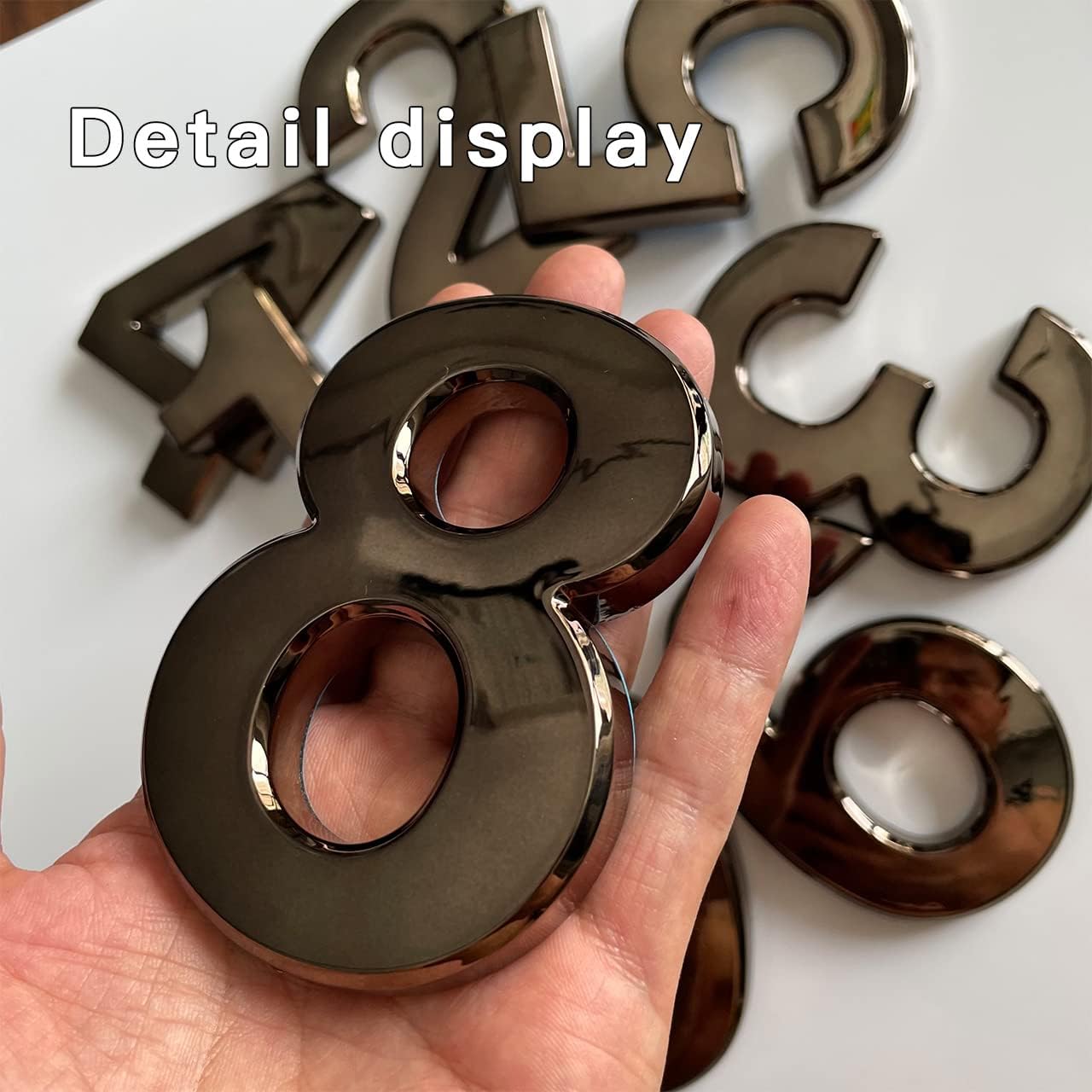 4 Inch House Mailbox Numbers, Black Address Number Stickers for Home Front Doors Office Apartment Room, 10 PCS 3D Number Stikers.
