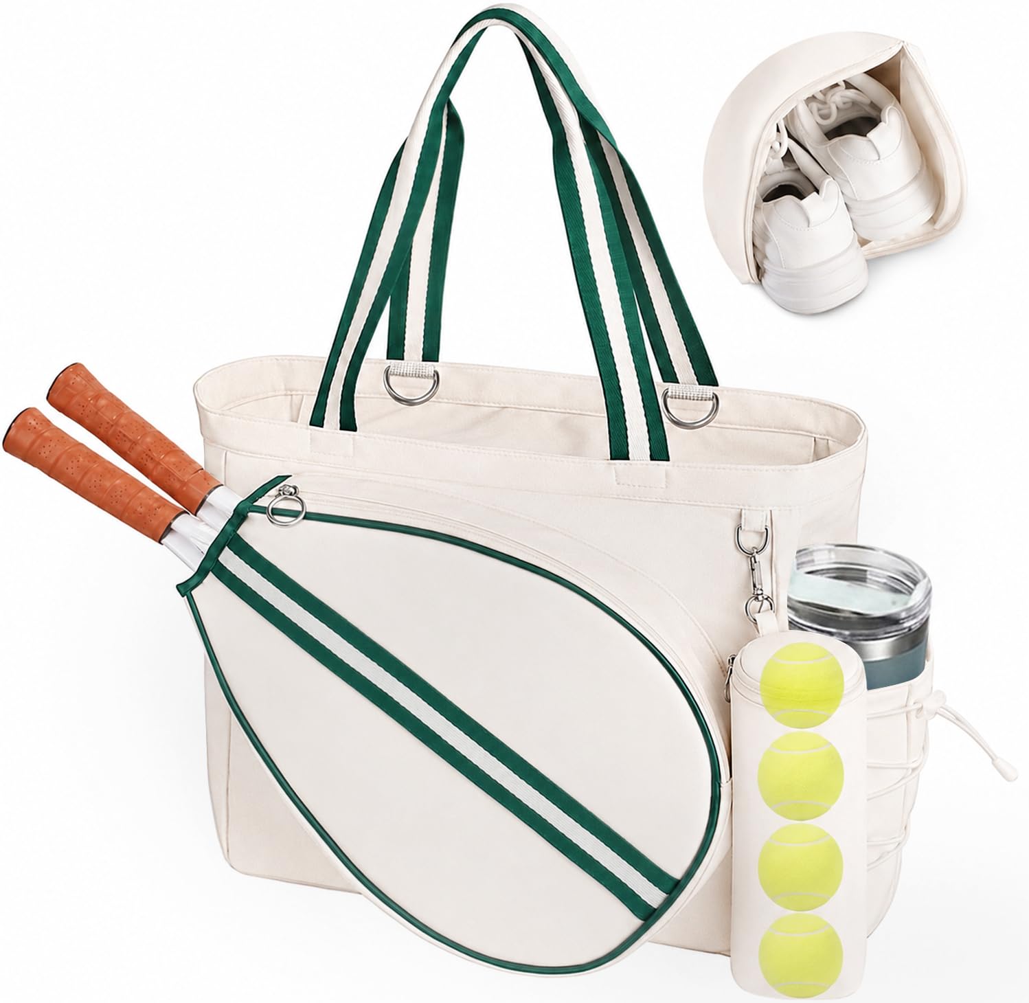 Tennis Bag for Women Men Tote Bag with Shoe Compartment & Wet Pocket, Fits 2 Rackets & 15…