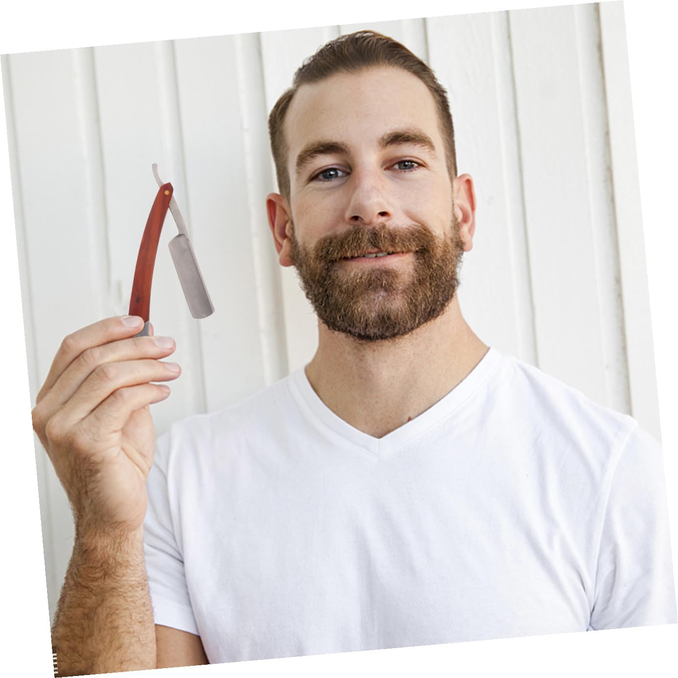 Wood Handle Manual Shaving Razor for Men Straight Razor for Beard Sideburns and Hair Design for Safe and Portable Grooming Style