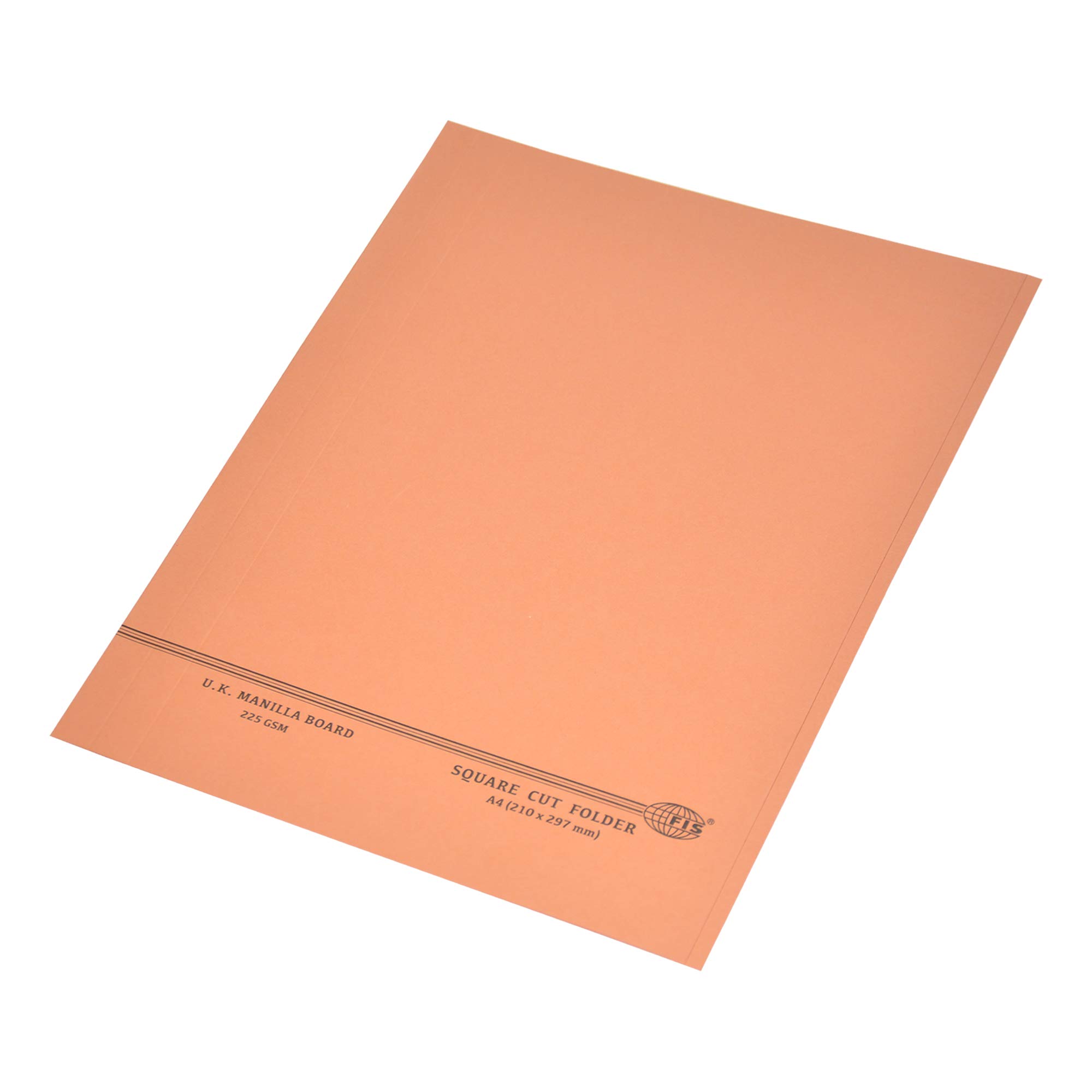 FIS® Square Cut Folders Without Fastener, Size A4(210x297mm), Kendal Manila, 225gsm, Packet of 100 Pieces, Orange Color-FSFF9A4KOR