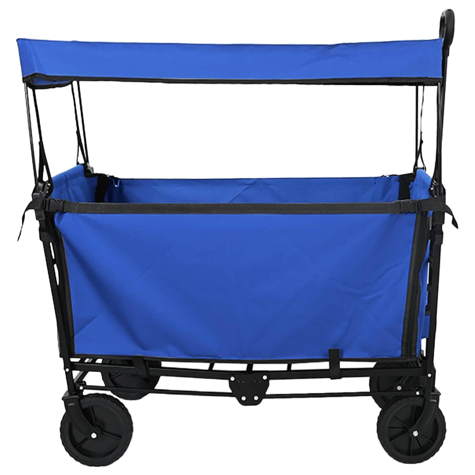Klapp-Handwagen Schwarz 105 x 56,5 x 116 cm Oxford-Stoff mit verstärktem Metallrahmen, faltbar, schwerlast, für Umzug, Garten, Lager, mit verstellbarem Griff und 360° Rädern