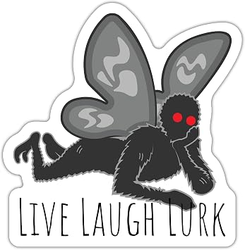 Live Laugh Lurk Cryptid Decal Stickers - Mothman, Kraken, Loch Ness Monster, Bigfoot - for Cars Windows Bumpers Laptops Cups Walls - 5 Inch Decals Chillin Mothman