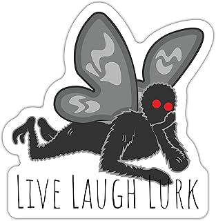 Live Laugh Lurk Cryptid Decal Stickers - Mothman, Kraken, Loch Ness Monster, Bigfoot - for Cars Windows Bumpers Laptops Cups Walls - 5 Inch Decals (Chillin Mothman)