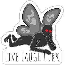 Live Laugh Lurk Cryptid Decal Stickers - Mothman, Kraken, Loch Ness Monster, Bigfoot - for Cars Windows Bumpers Laptops Cups Walls - 5 Inch Decals Chillin Mothman