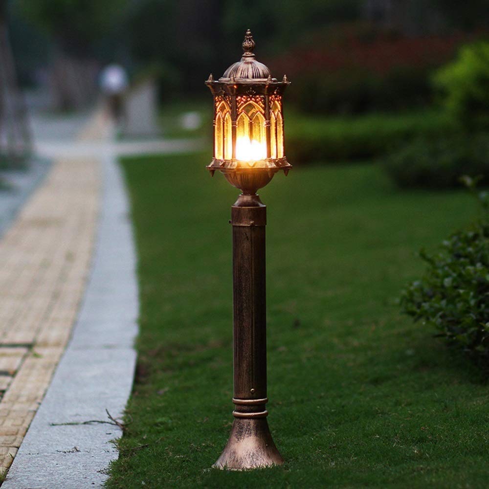 Latarnie zewnętrzne Zewnętrzna europejska lampa retro z wysokim słupem E27 Lampa trawnikowa Zewnętrzna lampa drogowa Willa Balkon Dziedziniec Wodoodporne,Czarny-80cm