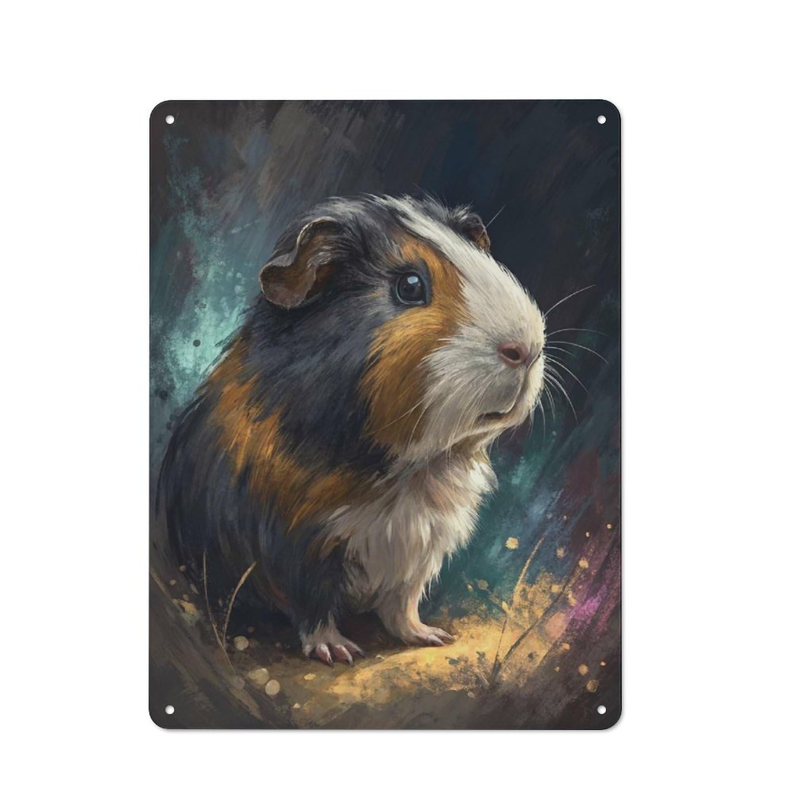 Junmoney Style-13 Guinea Pig Portrait Rustic Tin Sign 40X30cm For Guest Room Or Hallway, For Vintage Wall Decor Fans, For Home Office And Studio Walls