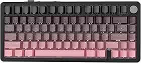 ATTACK SHARK X85 Teclado mecânico para jogos sem fio 75% Gasket com botão,BT5.0/2.4G/USB-C,acolchoamento de cinco camadas,RGB,5000mAh,troca a quente,teclas com impressão lateral (Blackberry)