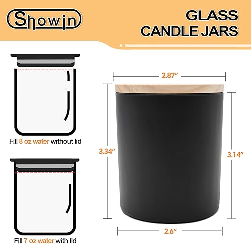 Miniatura 175 de Tarros de vela gruesos de 8 onzas para hacer velas, 15 unidades, tarros vacíos transparentes con tapas de madera para hacer velas, contenedor
