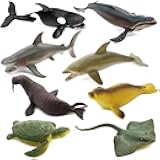 Fun Gift Sea Animal Toy Set, 8 pcs Animal Sea Figures Ocean Toy for Kids, Realistic Set for Sea Lovers, Includes Great White Shark, Dolphin, White Shark, Whale for Age 3+, Gift for Christmas