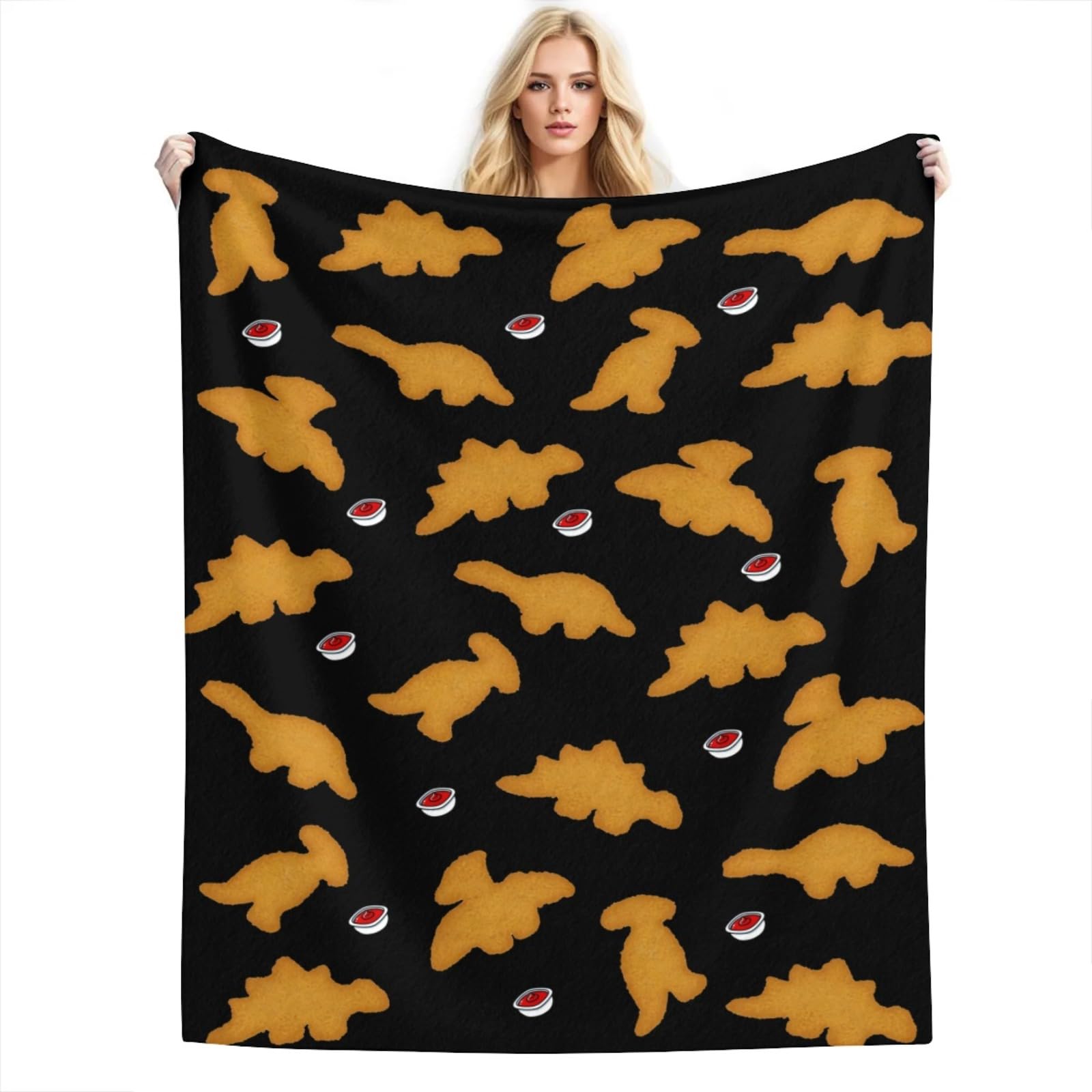 Leartoflife Chicken Nugget Blanket, Dino Nugget Blanket, Funny Food Blanket, Chicken Nugget Gifts, Nugget Blanket 50"x40", Chicken Nugget Lovers Gifts, Cozy Nugget Blanket for Kids and Adults