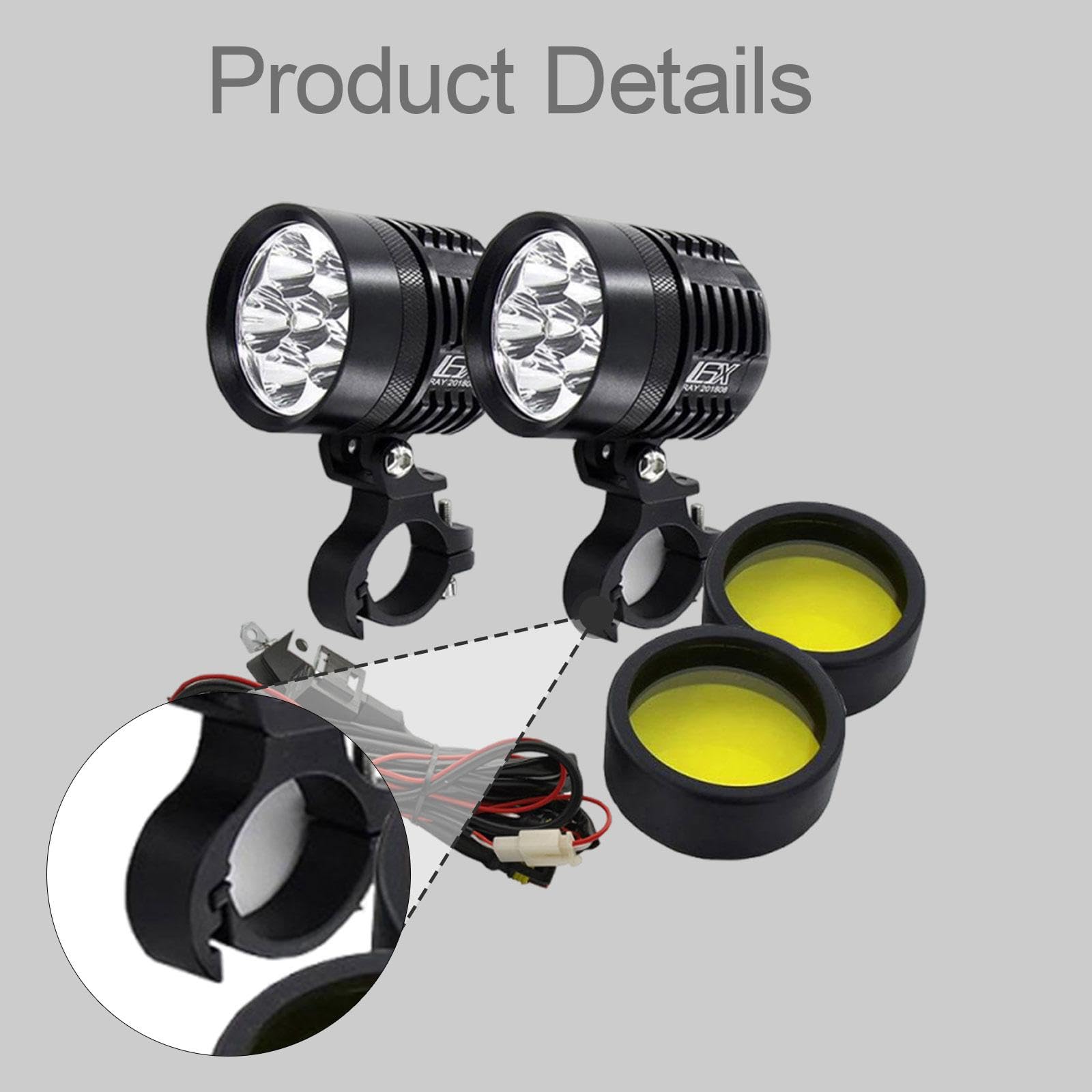 Intermitentes LED Moto 6500LM 12V, Par de Luces Antiniebla de Rendimiento, Diámetro 6cm (2.36"), Aleación y PC, Fácil Instalación