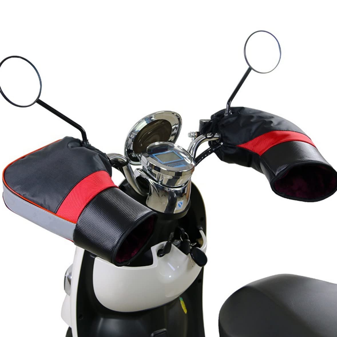 Pesoncarl Motorcycle Handlebar Muffs, Winter Bike Handlebar Gloves,Warm Scooter Motorbike Handlebar Mitts with Drawstring Motorbike Handle Hand Warmer