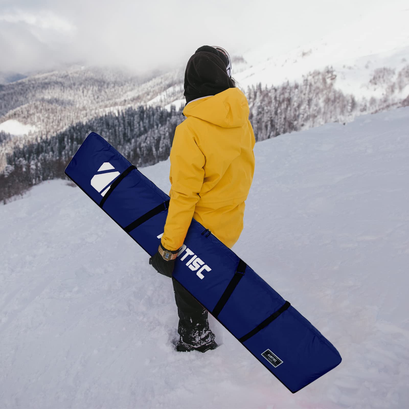 AUMTISC Borse per kit da sci Borsa da viaggio singola per sport invernali Imbottita per trasportare gli sci Tasca per attrezzi con manico regolabile 170 185 cm