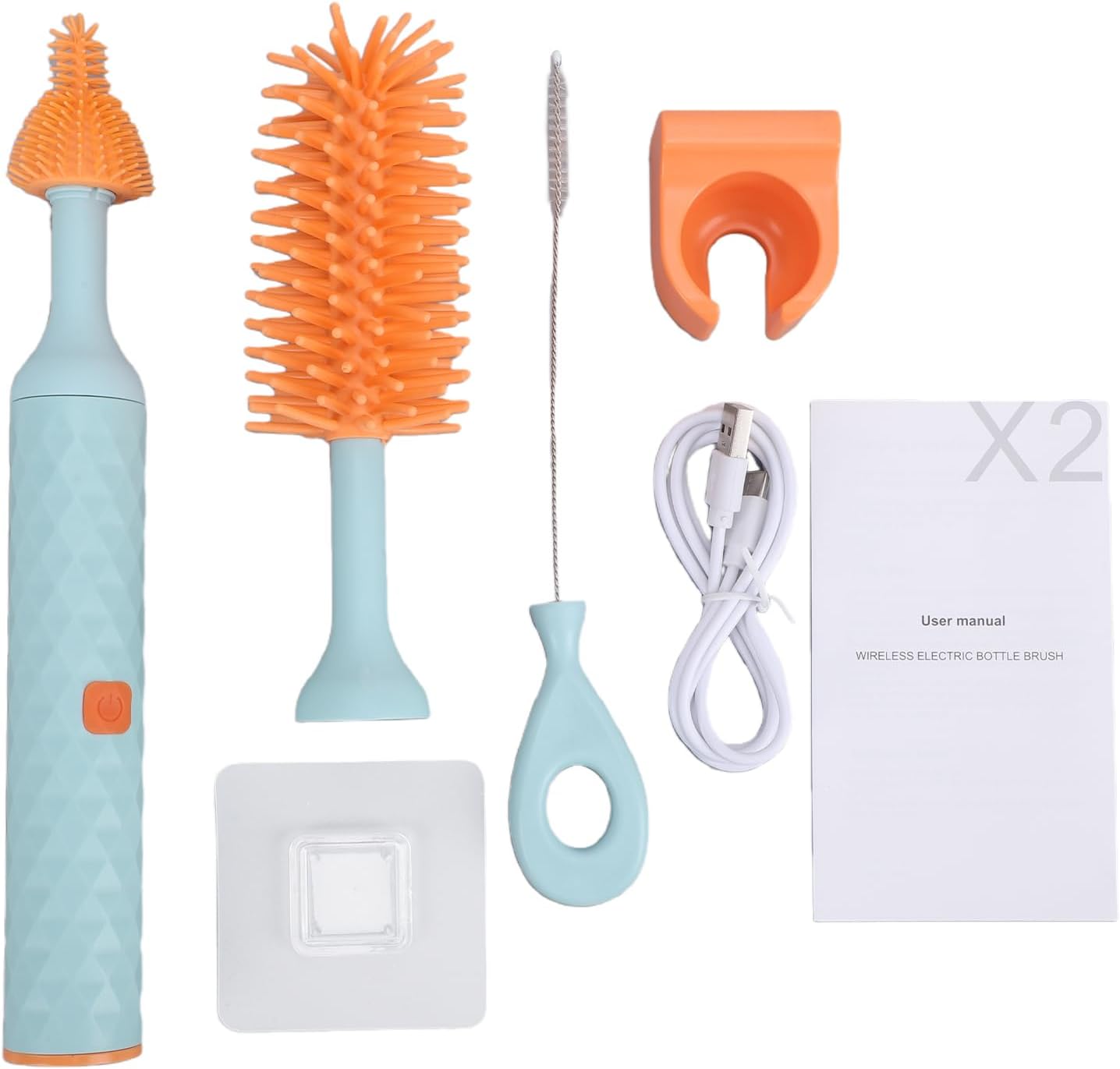 Weytoll Electric Baby Bottle Brush Set AutoRotating USB Rechargeable Cleaner for Kitchen 360° Rotation Ideal for New Parents (3 Piece Set)