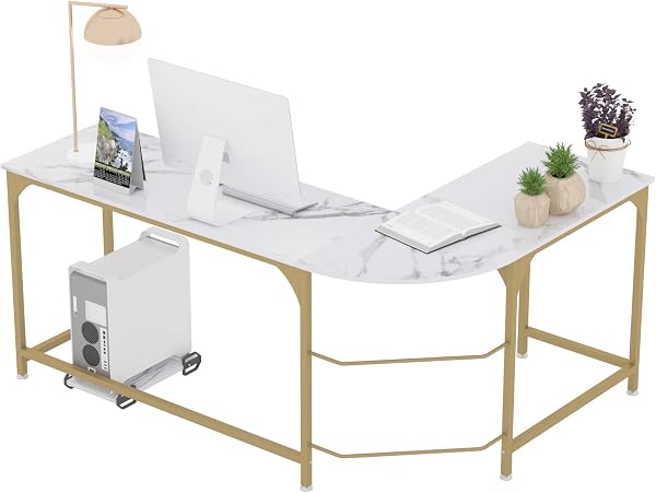Teraves Reversible L Shaped Desk Corner Gaming Computer Desk, Office Workstation Modern Home Study Writing Wooden Table