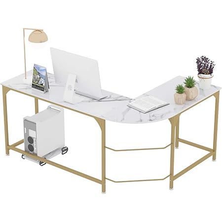 White gold l shaped desk Clearance