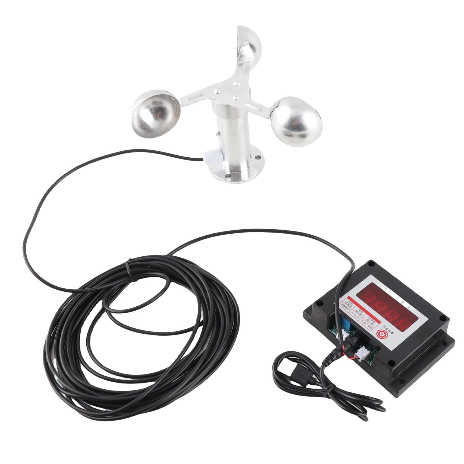 Qcwwy Wetterstationen und Zubehör, 3-Tassen-Windgeschwindigkeitsmesser, Zuverlässiger Windgeschwindigkeitsalarm für Kraftwerke und Wetterstationen, Turmdrehkran-Anemometer