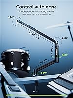 Vista 7 de M05 Brazo articulado, soporte de micrófono giratorio 360° con montaje de escritorio, brazo de micrófono de escritorio plegable con adaptador