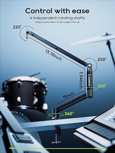 Miniatura 7 de Brazo de brazo M05, soporte de micrófono giratorio de 360 con soporte de escritorio, brazo de micrófono de escritorio plegable con adaptador de