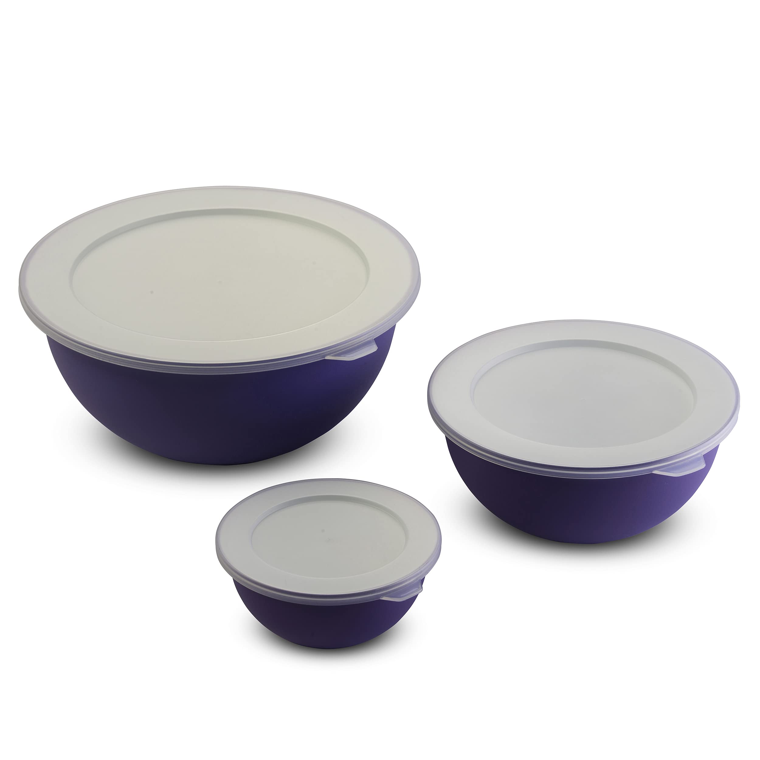 Omada Design, Kit de 3 bols à salade avec couvercle (0,5 l, 1,5 l, 3,5 l) Intérieur blanc et extérieur coloré, Microban antibactérien Ligne Sanaliving Omada Design, Kit de 3 bols à salade avec couvercle (0,5 l, 1,5 l, 3,5 l) Intérieur blanc et extérieur coloré, Microban antibactérien Ligne Sanaliving