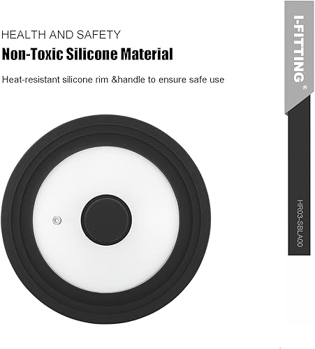 Miniatura 2 de Tapa universal para ollas, sartenes y sartenes, vidrio templado HR Huare Technology con borde de silicona resistente al calor, apto para