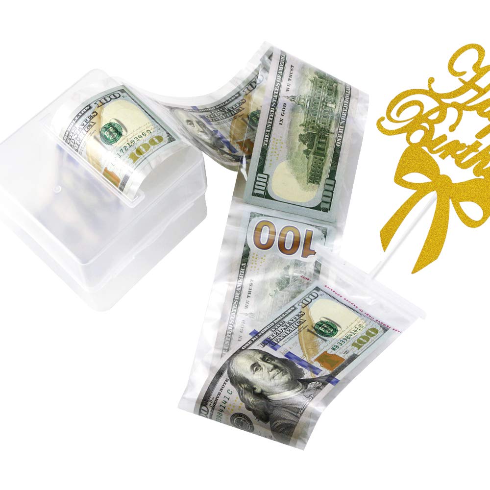 Owevvin Cake Money Box Set with DIY Glitter Heart Cake Toppers, Happy