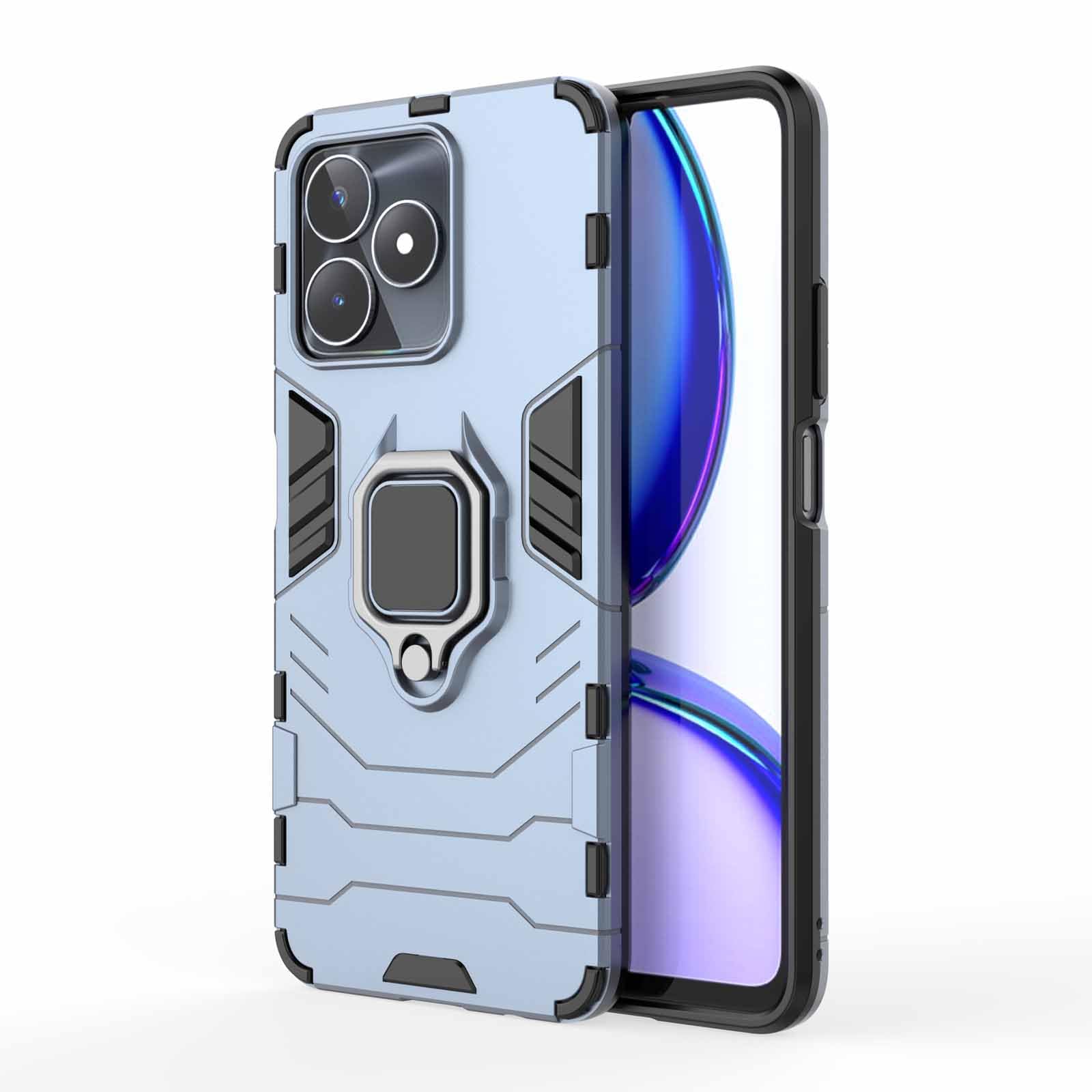 WBWONE Cover per Realme C53, TPU Silicone e PC Antiurto Custodia, Protettiva Case con 360° Girevole Anello, Morbid Antiscivolo Protezione Shell, Blu