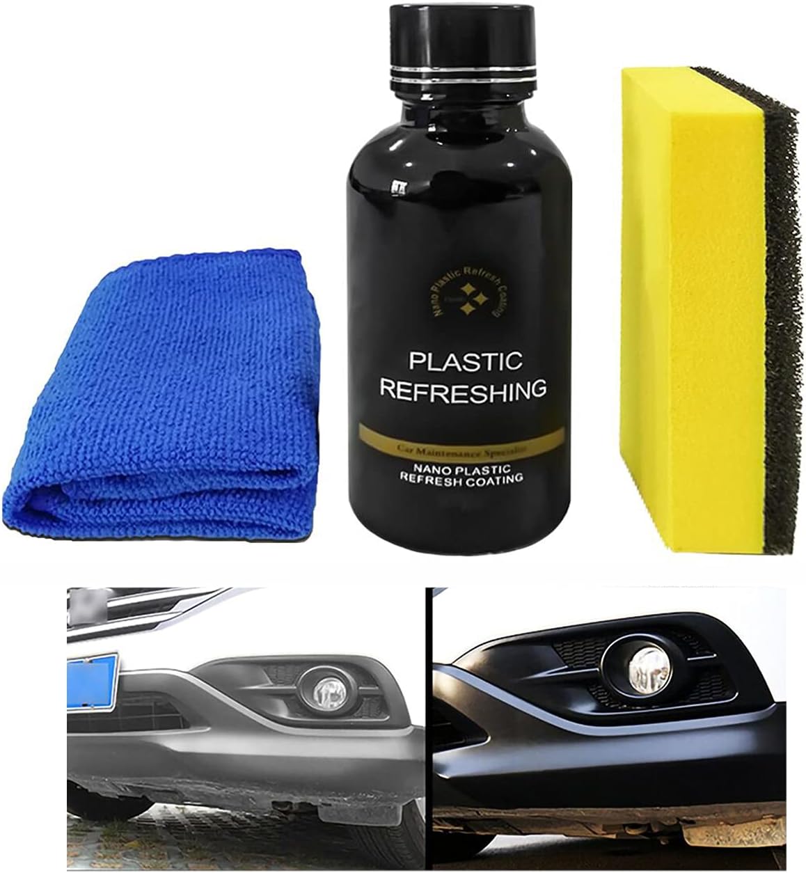 Liquid Car Plastic Part Retreading Agent Auto Leather&Plastic Refurbishment Paste Car Plastic Parts Reconditioning Agent (50ML)