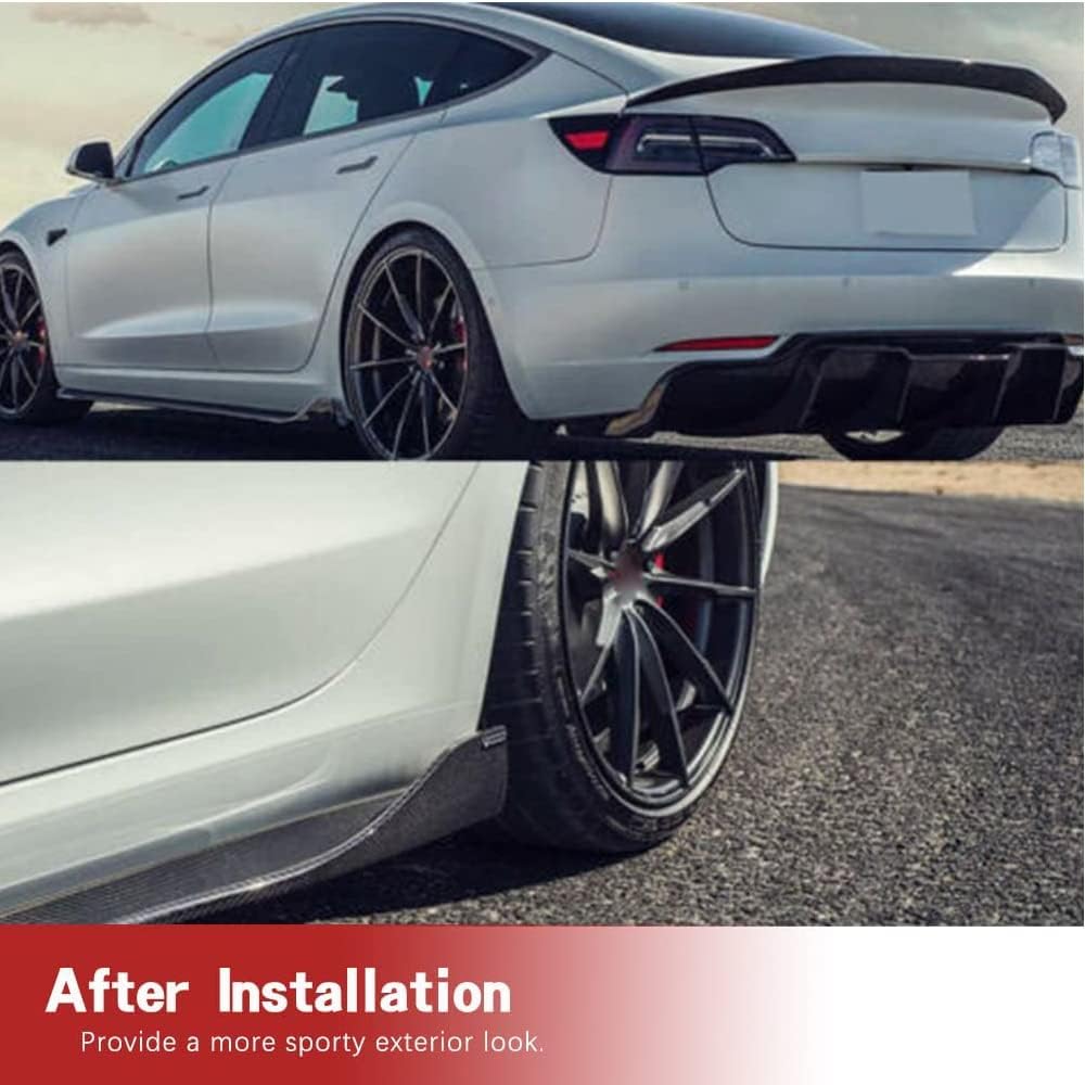 Carbon Fiber Side Skirts for Tesla Model 3 Sedan 2016-2022 Rocker Panels Side Trim Spoiler Side Skirt Extensions Factory Outlet (Carbon Fiber Black)