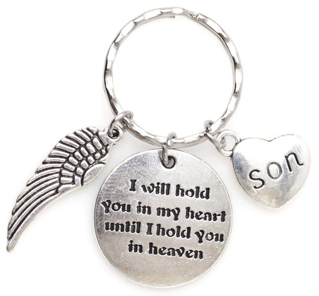 It's All About...You!I Will Hold You in My Heart Until I Hold You in Heaven Angel Wing and Family Charms Keychain, 16 Options