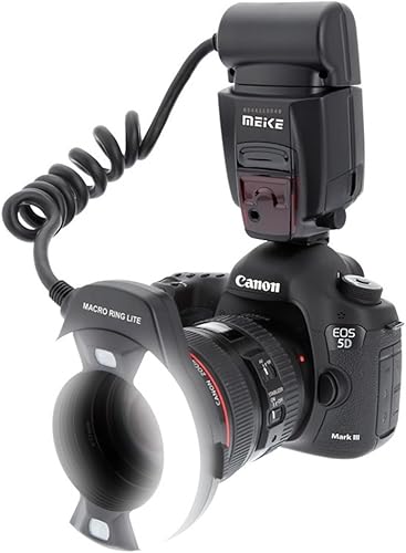 Meike Macro Ring Lite - Luz de flash para Canon EOS 5D Mark II EOS 6D EOS 7D EOS 70D EOS 60D EOS 60Da EOS 700D 650D 600D 400D 350D
