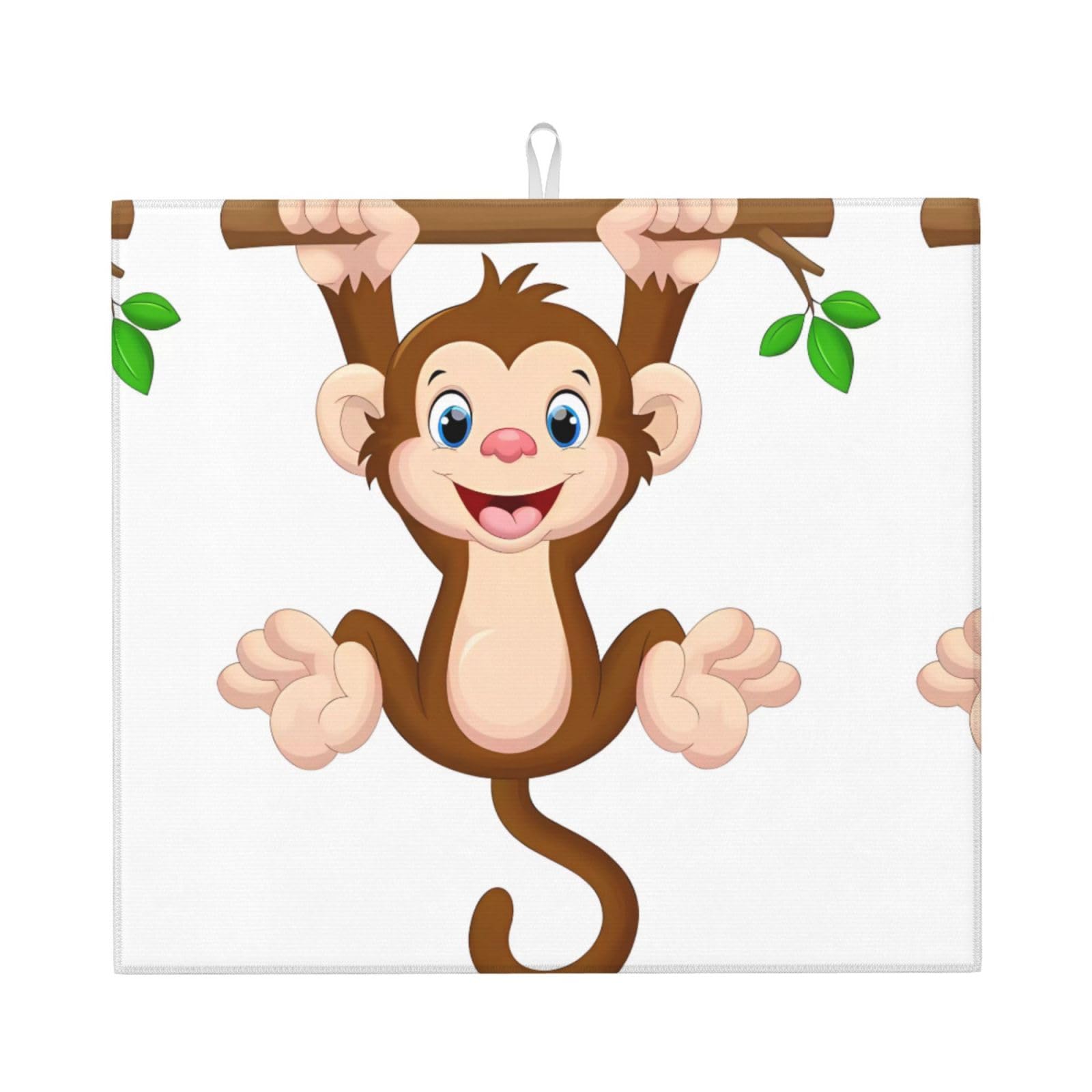 YYHWHJDE Cartoon monkey Prints Kitchen Drying Mat - Absorbent Dish Drying Throw with Vibrant Prints, Quick-Dry Countertop Layer for Dishes & Appliances - Non-Slip & Foldable