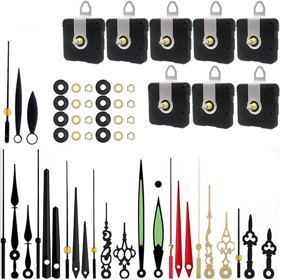 Quartz Clock Movement Kit with -Quiet Silent Mechanism, High-Torque Long Shaft Replacement Wall Clocks, DIY Clock Repair & Craft Projects, Includes Hands – (3#)