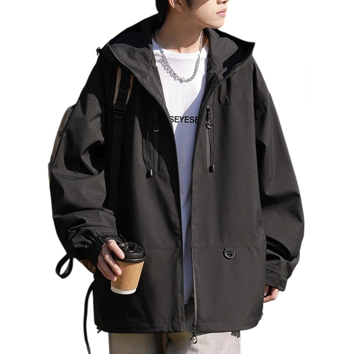 YOUTHUP Herren Windbreaker Wasserdicht Outdoorjacke | Leicht Atmungsaktive Sport Jacke Funktionsjacke mit Kapuze Wanderjacke für Wandern, Reisen & Alltag bei Regenwetter