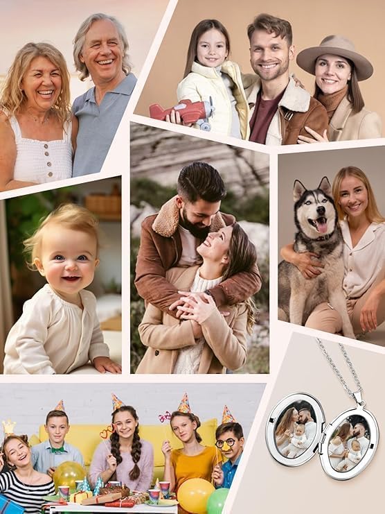 Photo Locket Necklace Platinum 18K Gold Lockets that Hold Picture,Chain 20 Inch Custom Image Necklaces Gifts for Women Mother's Day, Birthday (Regular(no custom), Gold Heart-Tree of Life) - Image 6