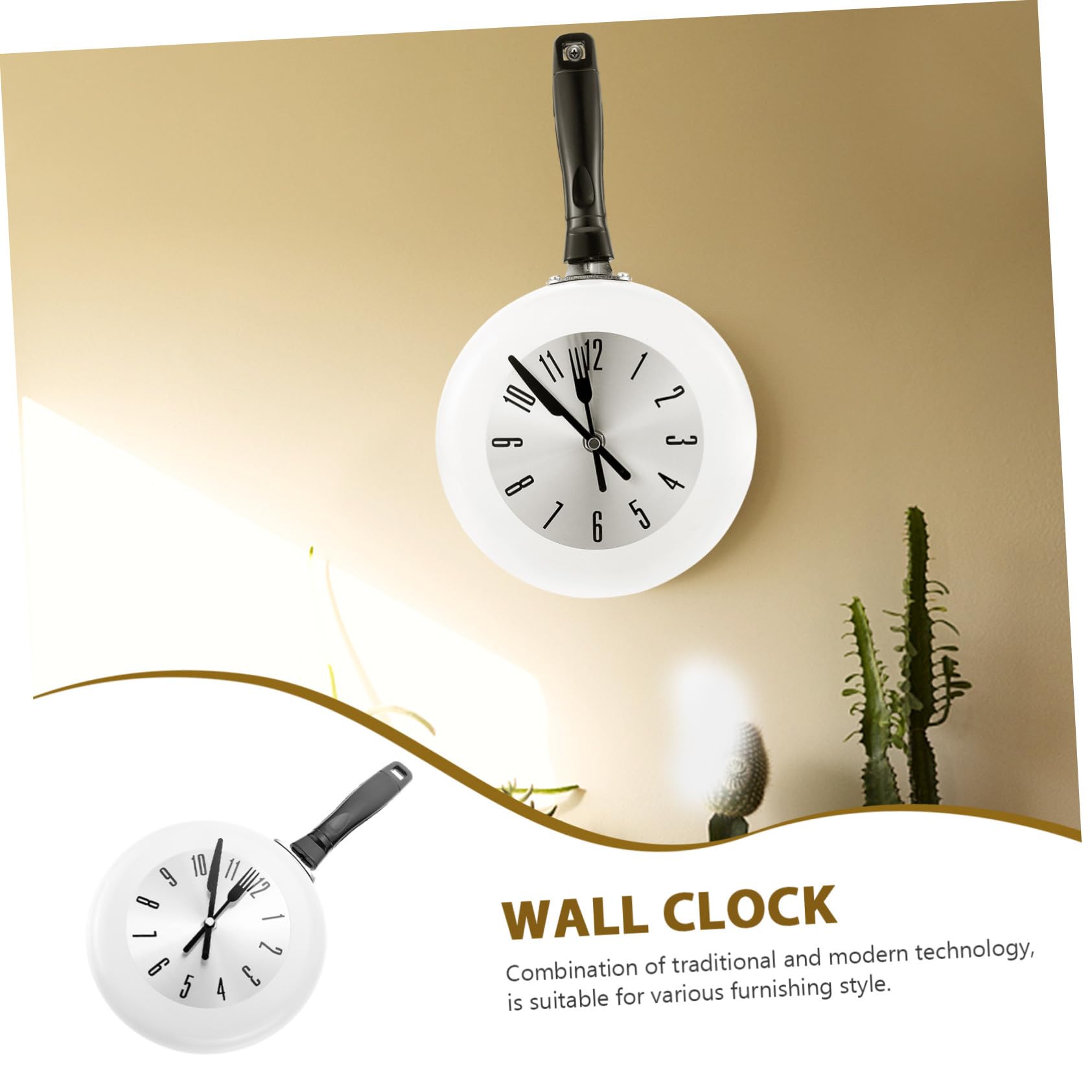 Orologio da Parete Design Rotondo per Cucina Bianco Combinazione Classica e di Viaggio Accurato e Silenzioso in Acciaio Inossidabile e Plastico