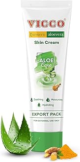 ViccoTurmeric Aloe Vera Skin Cream – Natural Face Moisturizer with Turmeric & Aloe Vera, Ayurvedic Inspired Skincare for Everyday Use, 2.82 oz Tube (Pack of 1)